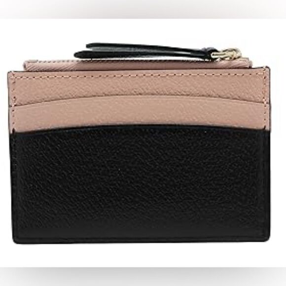 Kate Spade New York Jeanne Small Zip Card Holder Warm Vellum/Black - Picture 2 of 9